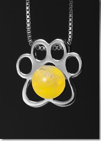 Yellow Paw Silver Cremation Pendant